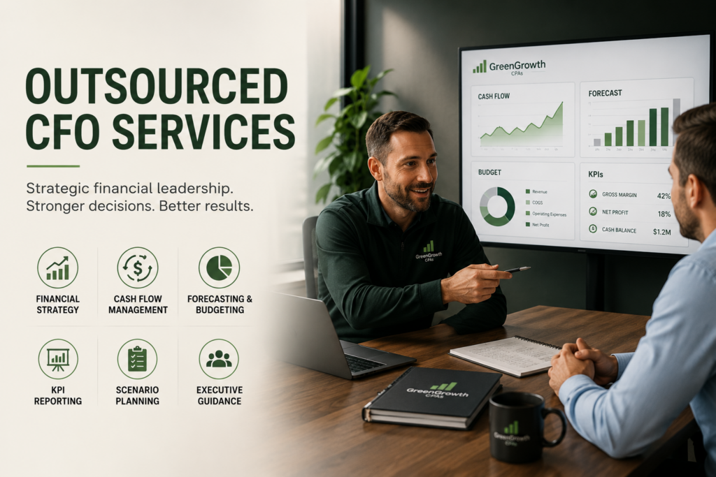 Outsourced CFO services financial strategy meeting for business growth